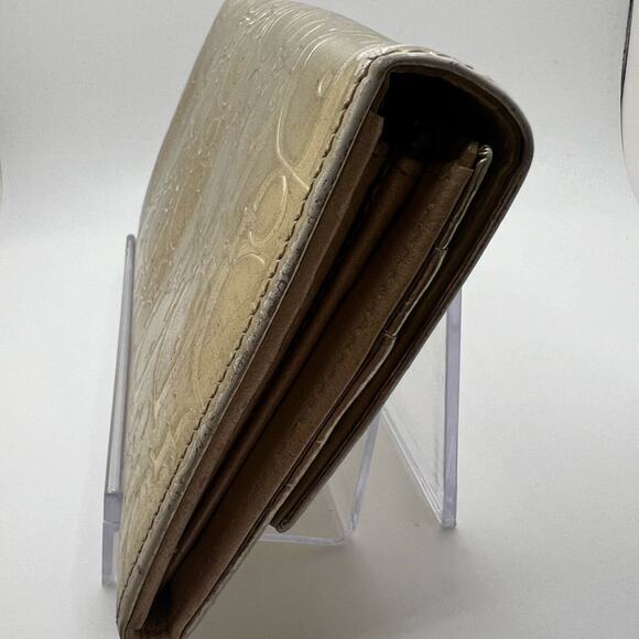 Christian Dior Metallic Lambskin Cannage My Dior Glycine  GUC Dior Gold Long Wallet